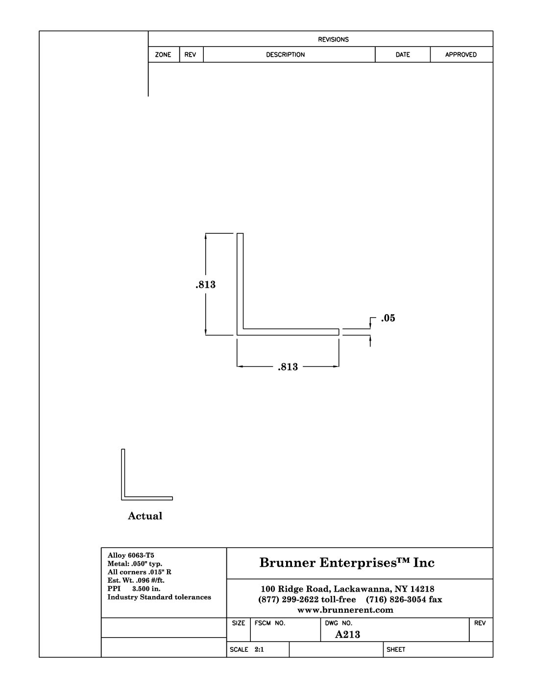 A213; 3/4 in. Inside Angle