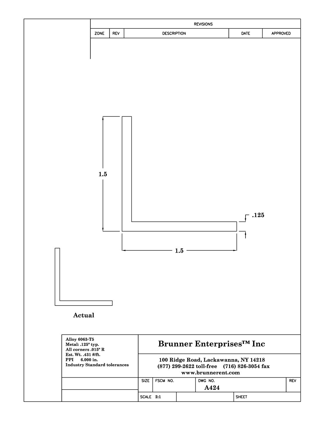 A424; 1½ x 1/8 in