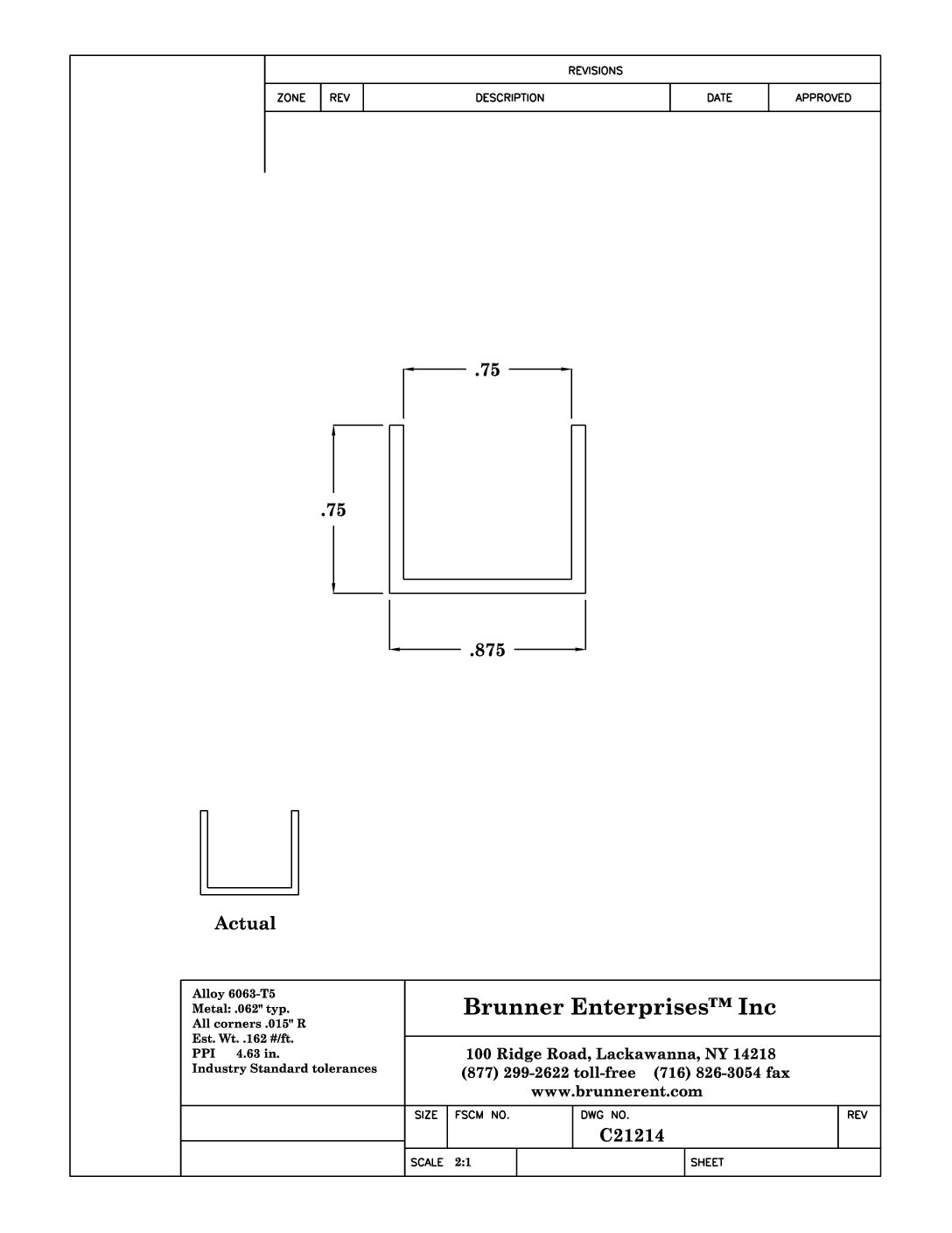 C21214; For 3/4 in. 3/4x 7/8x 1/16