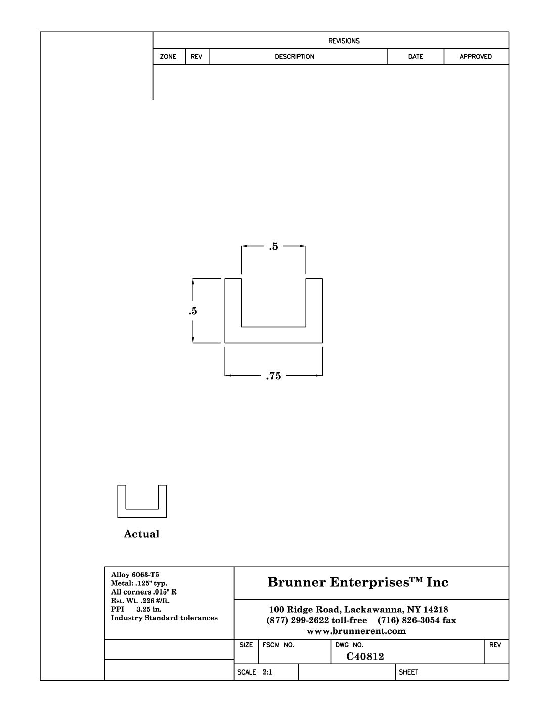 C40812; For 1/2 in. 1/2x 3/4x 1/8