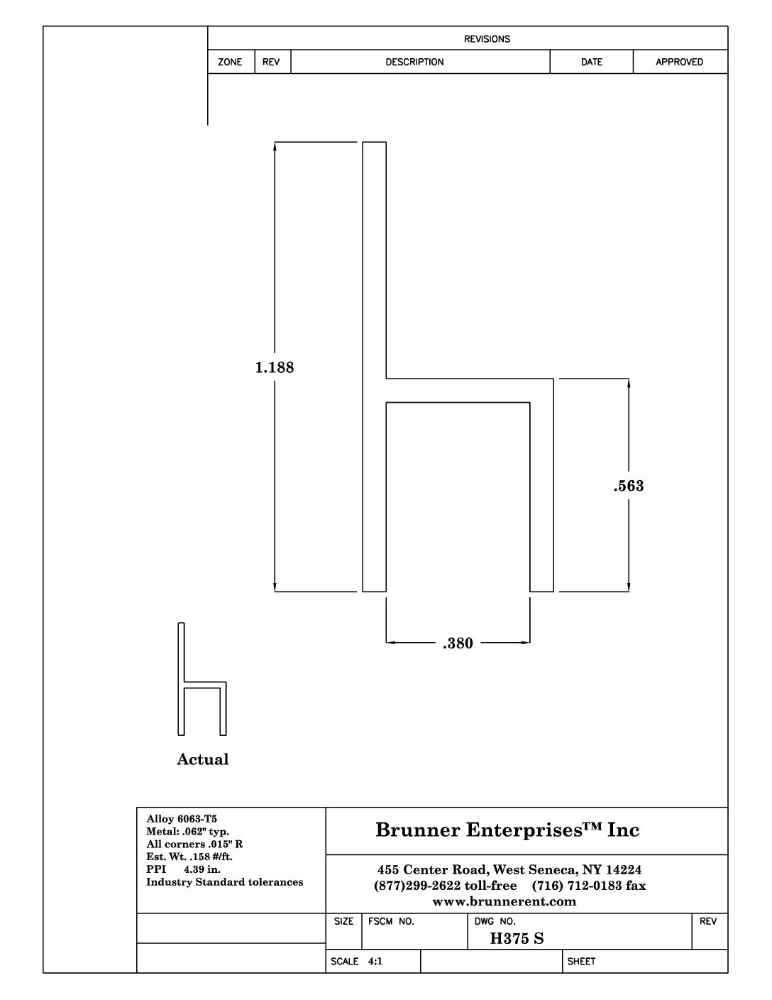 H375; For 3/8 in