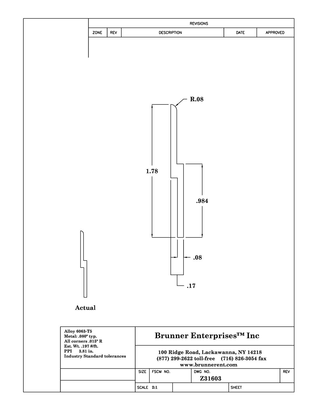 Z31603; Panel Mounting Bar