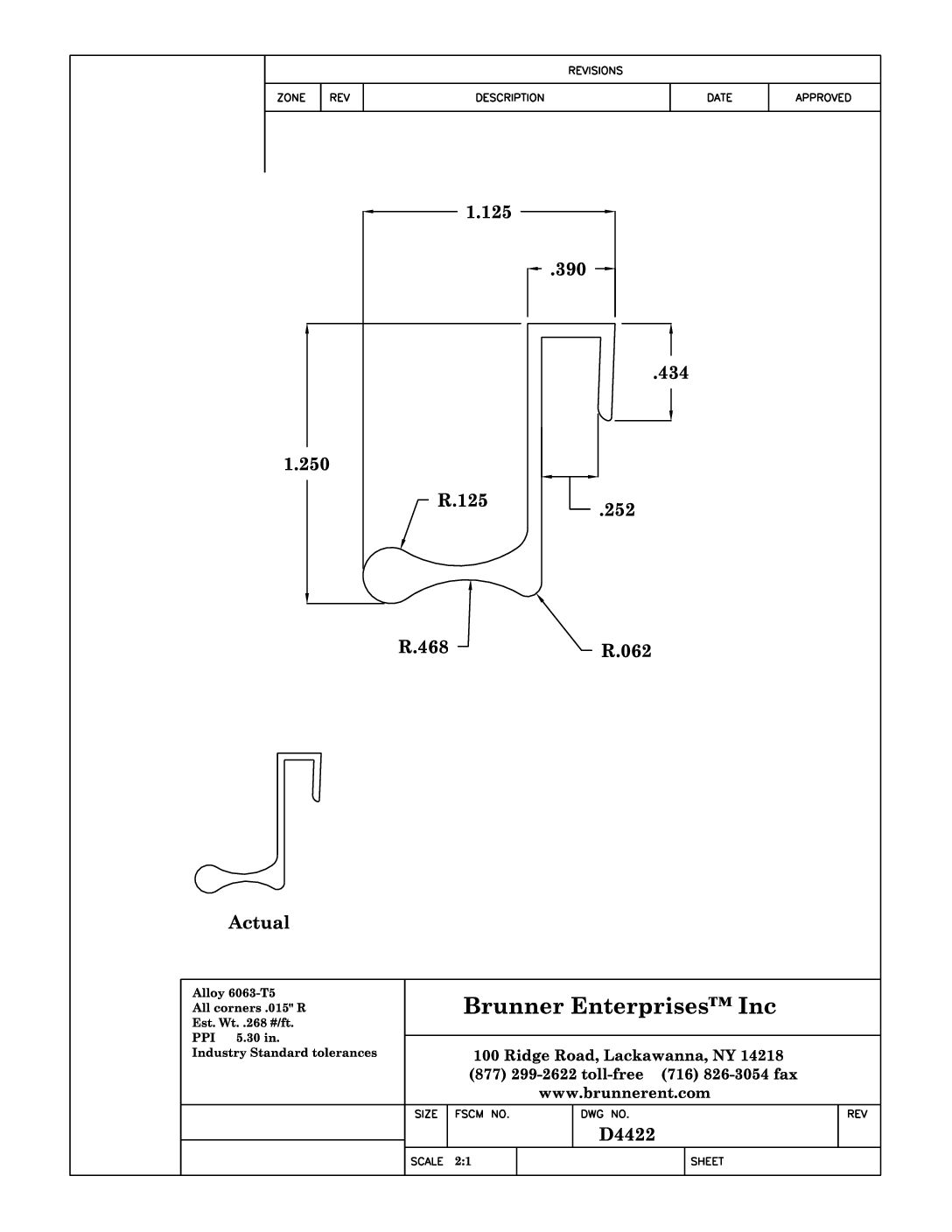 D4422; Solid Aluminum Door Pull for 1/4″ Glass