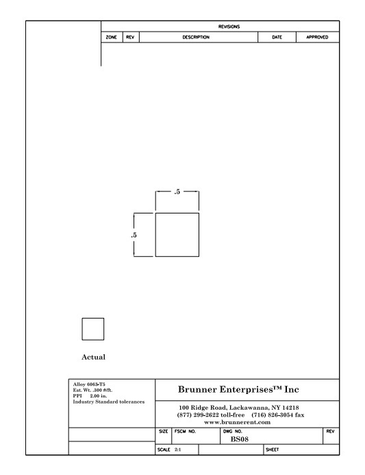 BS08; 1/2in. Square