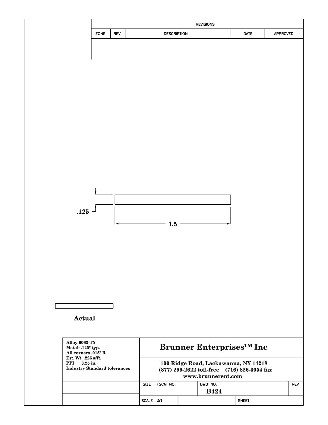 B424; 1½ x 1/8 in