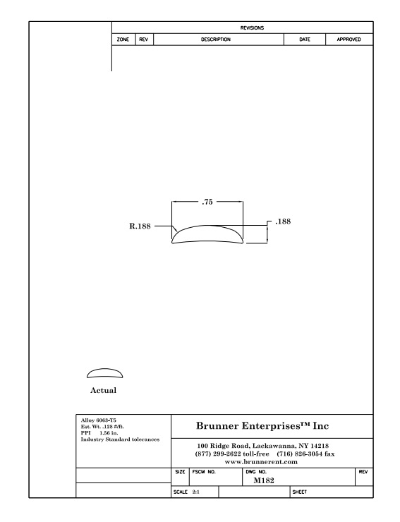 M182; Aluminum Rub Rail