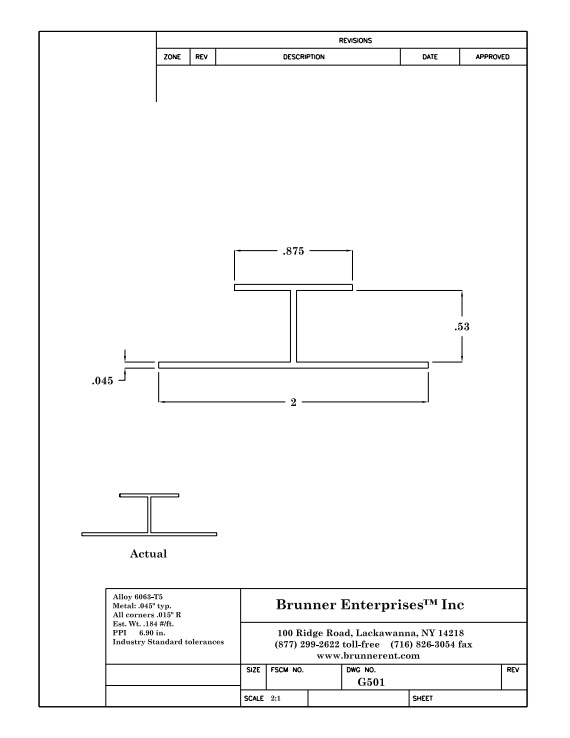 G501; Division Bar for 1/2 in. 7/8 in. Face