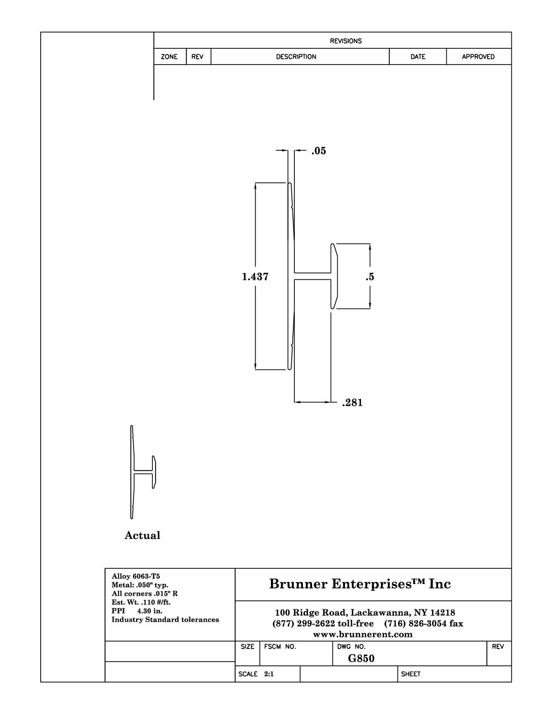 G850; Division Bar for 1/4 in. 1/2 in. Face