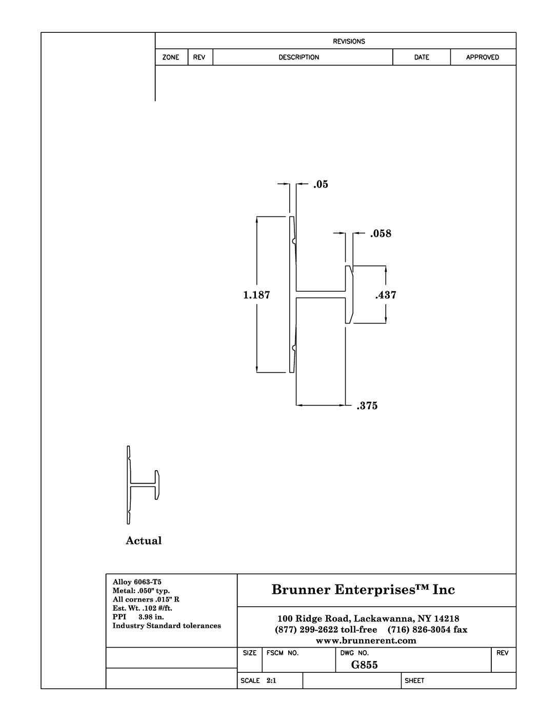 G855; Division Bar for 3/8 in. 7/16 in. Face