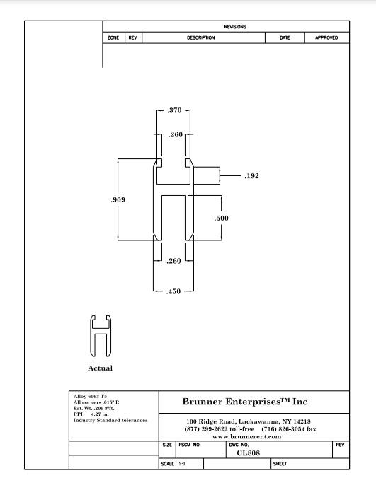 CL808; Sign Frame Extrusion for 1/4″ Signs