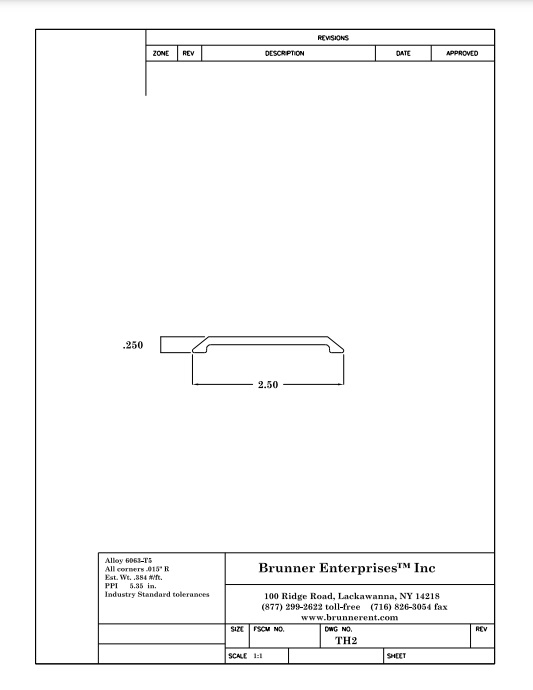 TH2; Threshold 2-1/2″ Wide